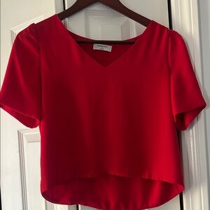 Women's Red V-Neck Top
